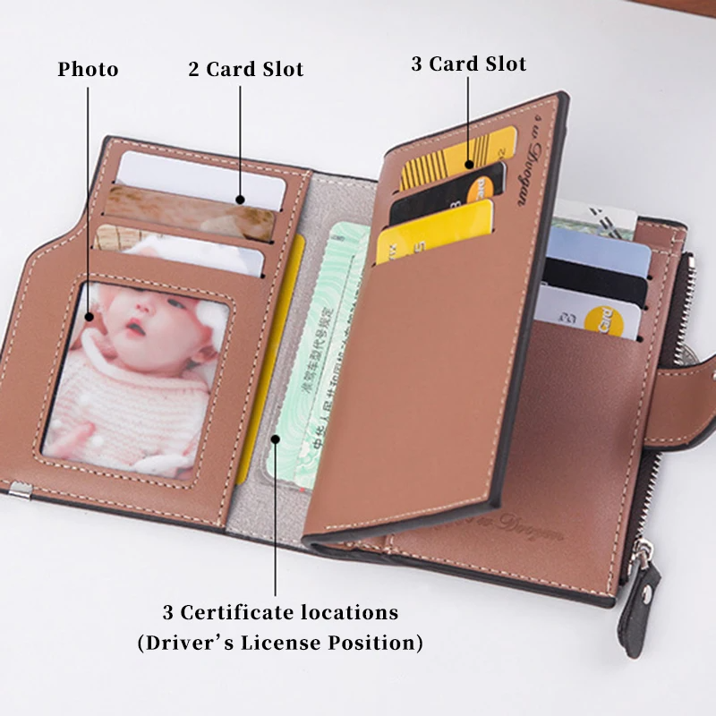 Portefeuille personnalisé en cuir PU pour hommes et femmes